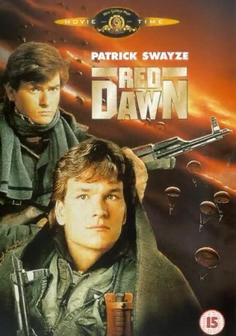 DVD cover for "Red Dawn" featuring Patrick Swayze and parachuting soldiers.