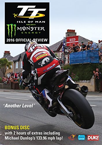 DVD cover for 2016 Isle of Man TT review, featuring a motorcycle racer.