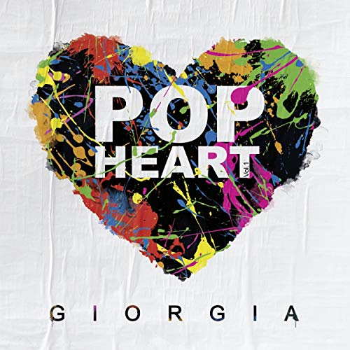 Colorful paint-splattered heart with "POP HEART" text and "GIORGIA" below.