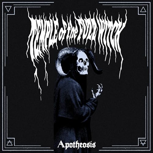 Black album cover with a horned skull figure and ornate border.