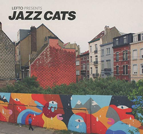 CD cover with colorful mural of cats and a city skyline.