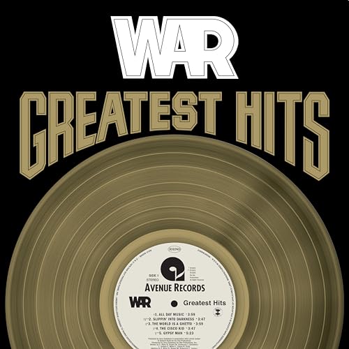 WARās āGreatest Hitsā vinyl record with gold lettering and label.