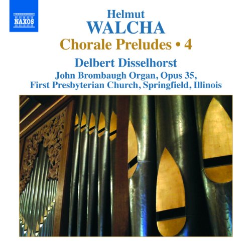 CD cover for Walcha’s Chorale Preludes 4, featuring organ pipes.