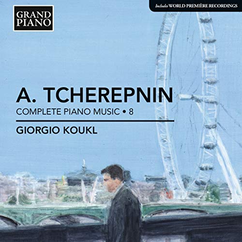 CD cover for Tcherepnin piano music by Giorgio Koukl, London backdrop.