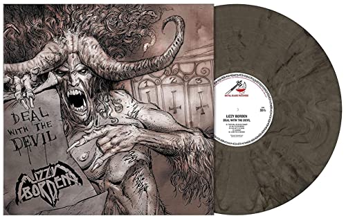 Lizzy Borden album cover featuring a demonic figure and marbled vinyl record.