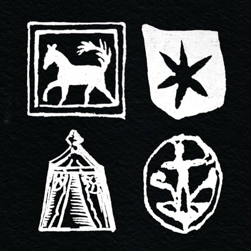 Black and white album art featuring four heraldic-style symbols.