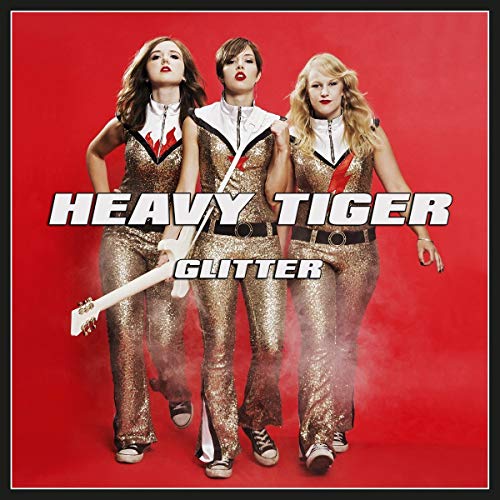 CD cover for Heavy Tiger’s “Glitter” featuring three women in gold jumpsuits.