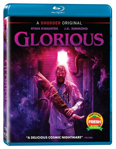 Glorious" Blu-ray case featuring a man with a severed arm and cosmic horror imagery.