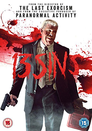 DVD cover for "13 Sins" featuring a bloodied man holding a gun.