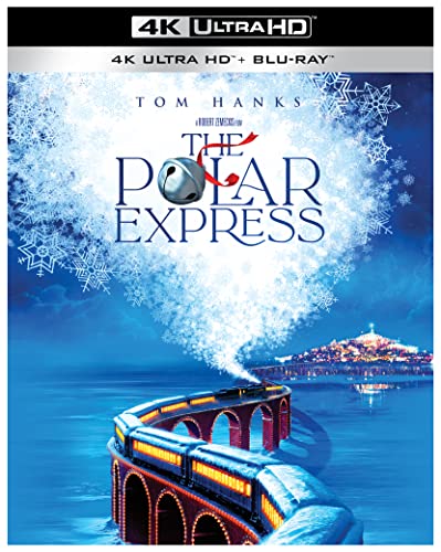 Blu-ray cover for "The Polar Express" featuring a train on a bridge.