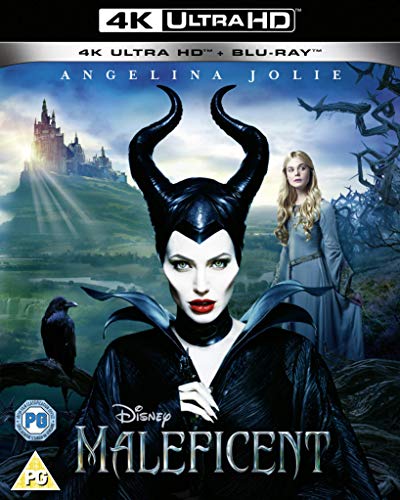 Maleficent 4K UHD Blu-ray cover featuring Angelina Jolie as the titular character.