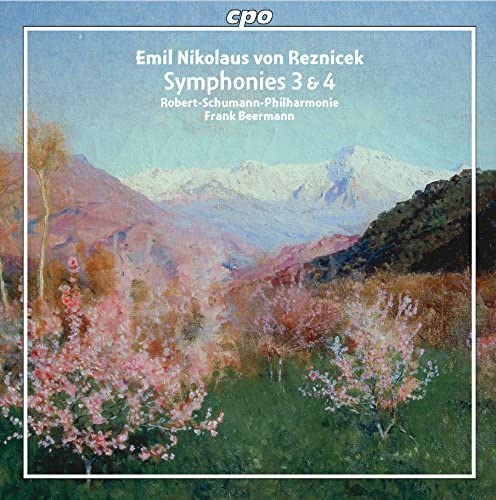 CD cover for Reznicek symphonies with a mountain landscape painting.