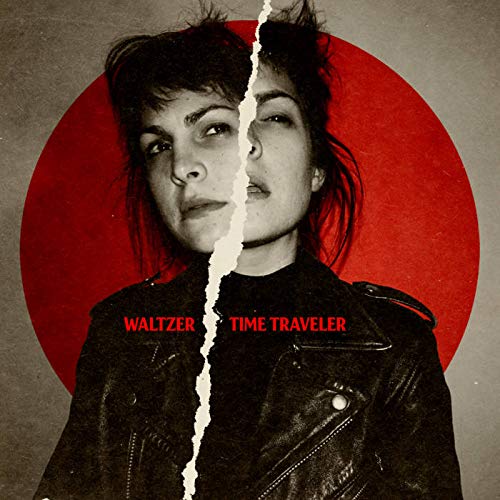 Album cover for Waltzer’s “Time Traveler” featuring a split portrait of a woman.