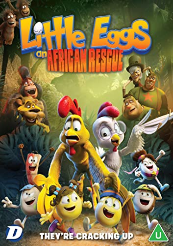 DVD cover for "Little Eggs: An African Rescue" featuring cartoon animals.