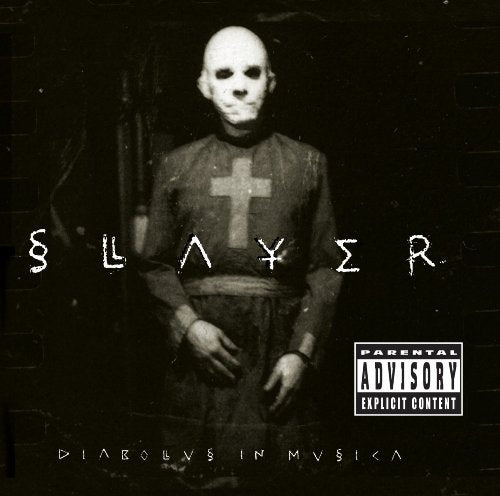 Slayer album cover: a masked figure in a robe, dark and gothic.