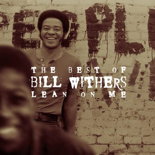 Bill Withers album cover, sepia tone, portrait with textured wall background.