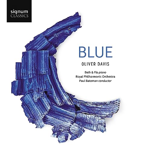 CD cover for “Blue” by Oliver Davis, featuring abstract blue shapes.