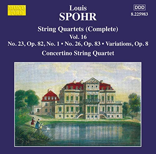 CD cover for Spohr’s String Quartets Vol. 16, featuring a stately building.