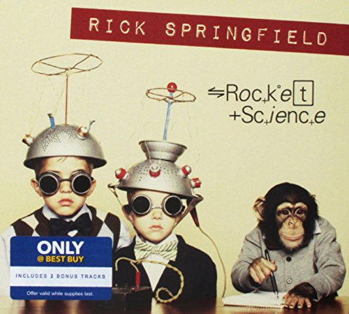Rick Springfield’s “Rocket Science” CD cover with children and a monkey.