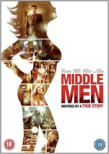 Middle Men" DVD cover with silhouette filled with film scenes.