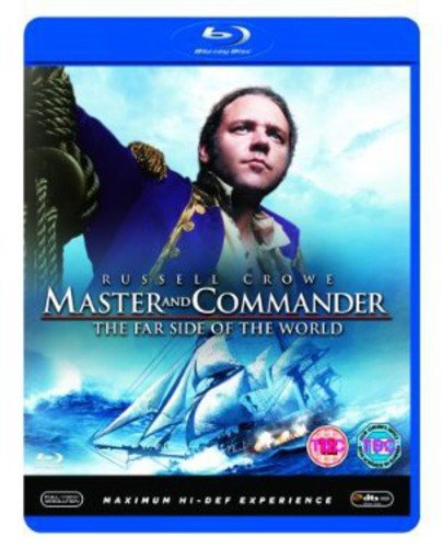 Blu-ray cover featuring Russell Crowe in naval uniform above a ship at sea.