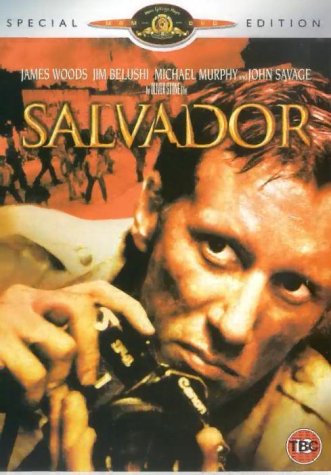 DVD cover for "Salvador" featuring James Woods with a camera.