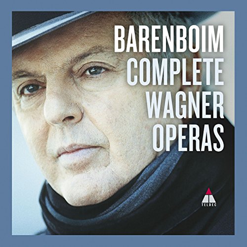 Close-up portrait of Daniel Barenboim with "Complete Wagner Operas" text.
