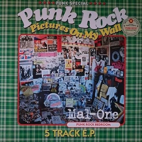 Vinyl record cover with collage of punk rock imagery and text.