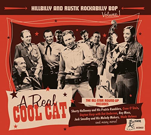 CD cover featuring a vintage band in Western attire, red background.