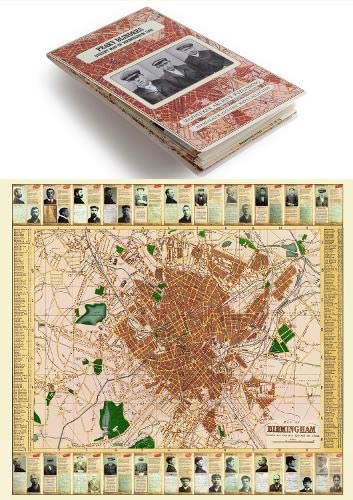 Peaky Blinders Fold Up Street Map of Birmingham 1892 - All Streets Roads and Avenues fully indexed to location grids - Map is surrounded by 22 real life character's that were labelled as "Peaky Blinde