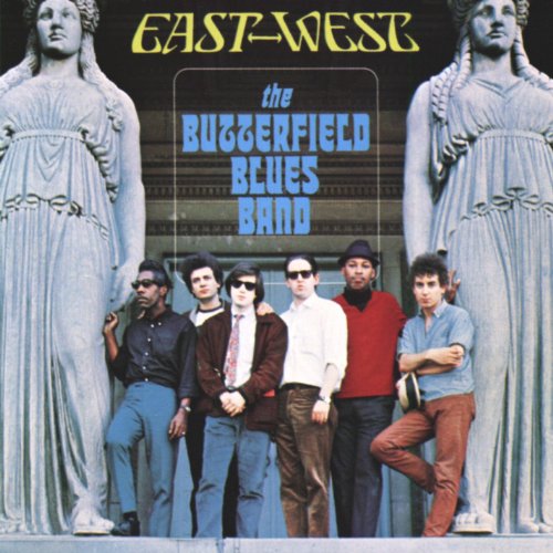 Butterfield Blues Band album cover with band members and statues.