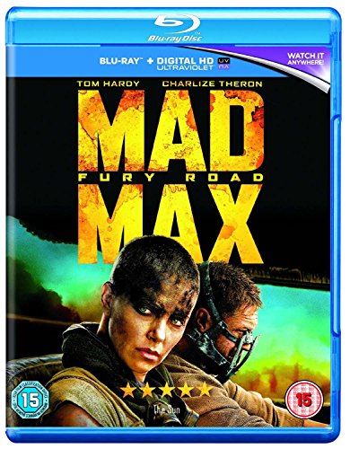 Mad Max: Fury Road Blu-ray cover featuring Charlize Theron and Tom Hardy.