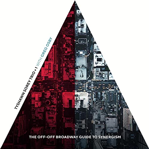 CD cover: triangular design with aerial city view, red and blue tones.