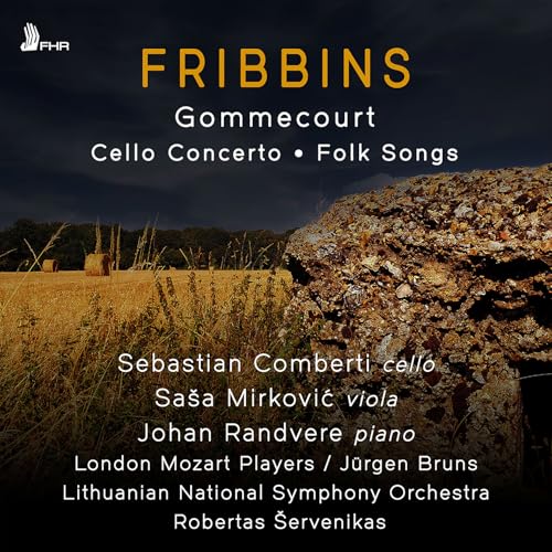 CD cover for Fribbins’ Cello Concerto with landscape imagery.