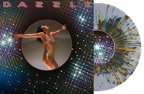 Vinyl record with clear splatter effect, album art featuring a woman and fireworks.