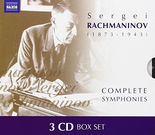 CD cover featuring a sepia portrait of Sergei Rachmaninov and the text Complete Symphonies.