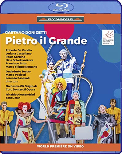 Blu-ray cover for Donizettiās āPietro il Grandeā opera, featuring costumed performers.