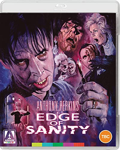 Edge of Sanity" Blu-ray cover featuring distressed faces and a man with a knife.