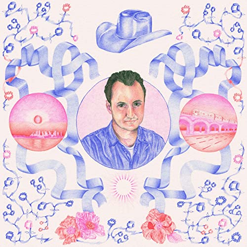 Hand-drawn album cover featuring a portrait, landscape, and cowboy hat.