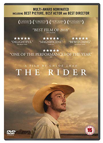 DVD cover for "The Rider" featuring a cowboy looking upwards.