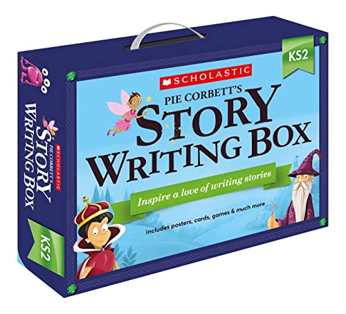 Blue story writing box with illustrated characters and “KS2” label.