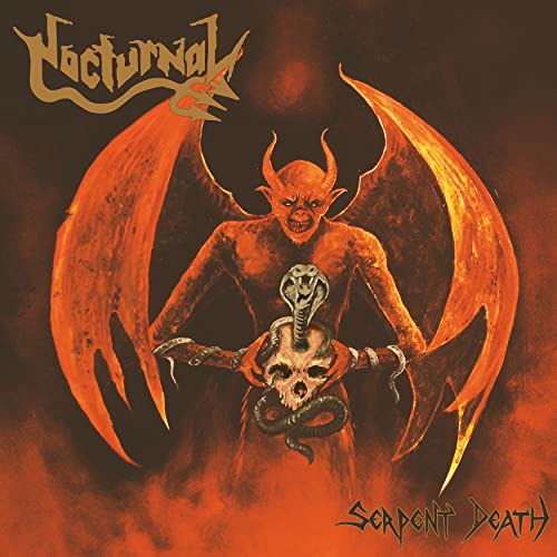 Album cover: red demon with wings, holding a skull and serpent.