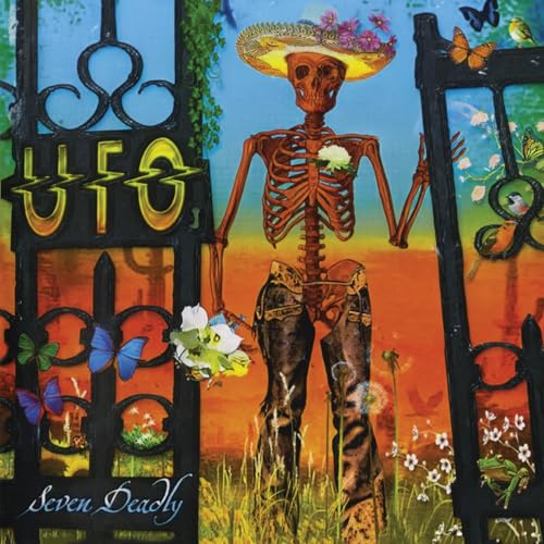 CD cover: skeleton in colorful clothing framed by ornate iron gates.