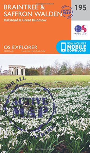 OS Explorer Map Active (195) Braintree and Saffron Walden