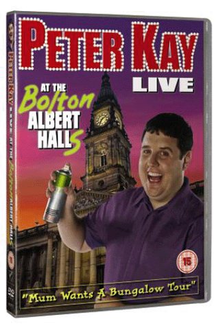 Peter Kay DVD cover featuring the comedian and Bolton Albert Halls clock tower.