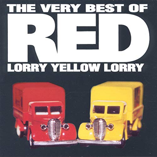 Album cover showing a red toy truck and a yellow toy truck on black.