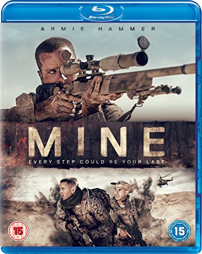 Blu-ray cover for “Mine” featuring a soldier aiming a sniper rifle.