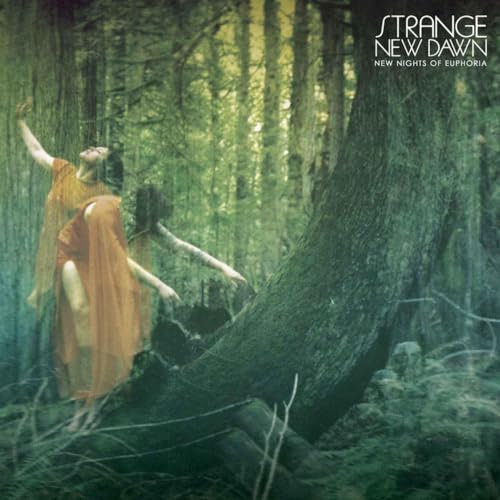 Forest scene with figures in flowing orange garments, album artwork.