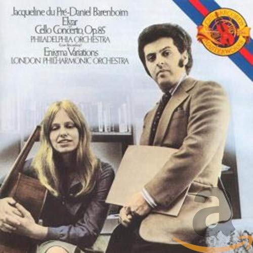 CD cover featuring Jacqueline du Pré and Daniel Barenboim, Elgar compositions.
