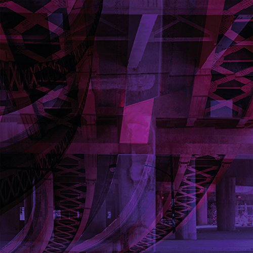 Abstract vinyl album cover with layered purple and red architectural shapes.